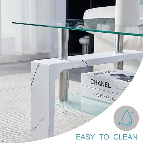 Miniatura 17 de Mesa de centro rectangular para sala de estar, mesa de té adecuada para sala de espera, mesa de centro lateral moderna con patas de madera, mesa de