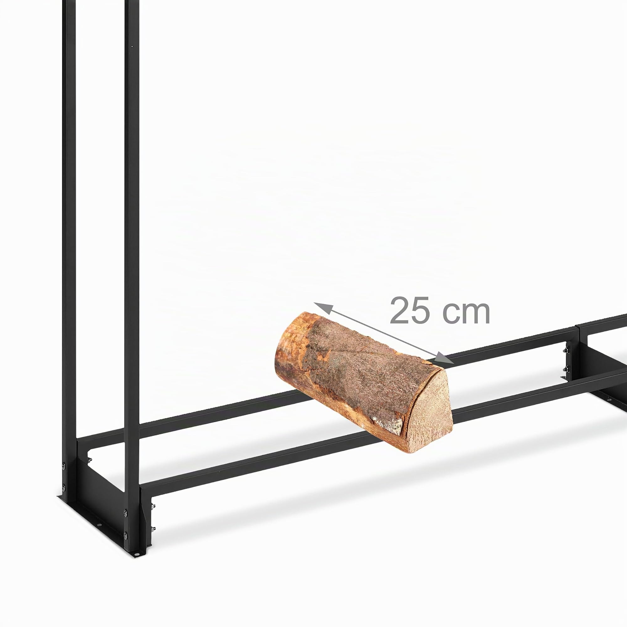 Relaxdays Kaminholzregal mit Abdeckung, für Holz ab 25 cm, Brennholzregal aus Eisen, HBT: 110 x 200 x 29 cm, schwarz