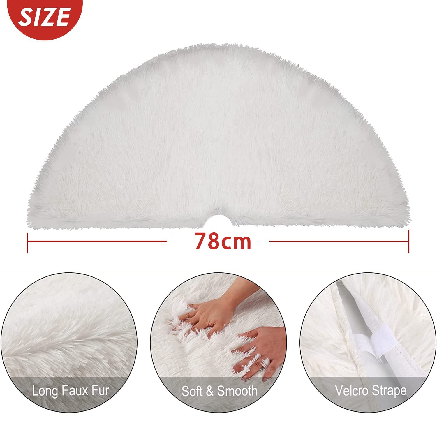 Bianca Gonna per Albero di Natale con Argento Fiocchi di Neve, 78cm Lusso Peluch