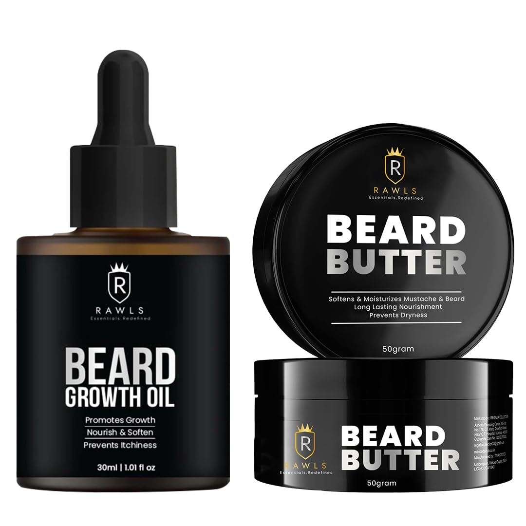 Beard Care Combo | Beard Oil & Beard Butter | Enriched with Argan Oil, Shea Butter & Coconut Oil | Deep Nourishment, Hydration & Softening for a Thicker,Healthier & Well-Groomed Beard 2.70 Oz