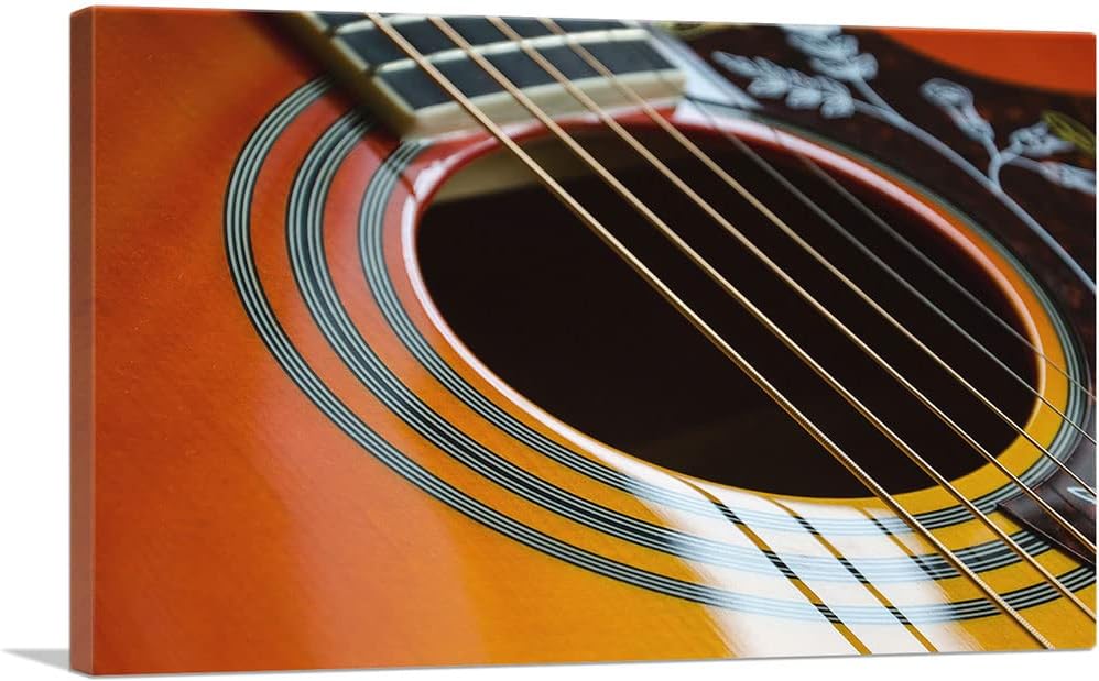 ARTCANVAS Acoustic Guitar Strings Sound Holes Canvas Art Print Stretched Framed Painting Picture Poster Giclee Wall Decor - 40" x 26" (1.50" Deep)