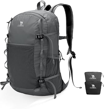 CAMEL CROWN Foldable Hiking Backpack Lightweight Travel Backpack Waterproof Small packable backpack Mens and Womens 20L
