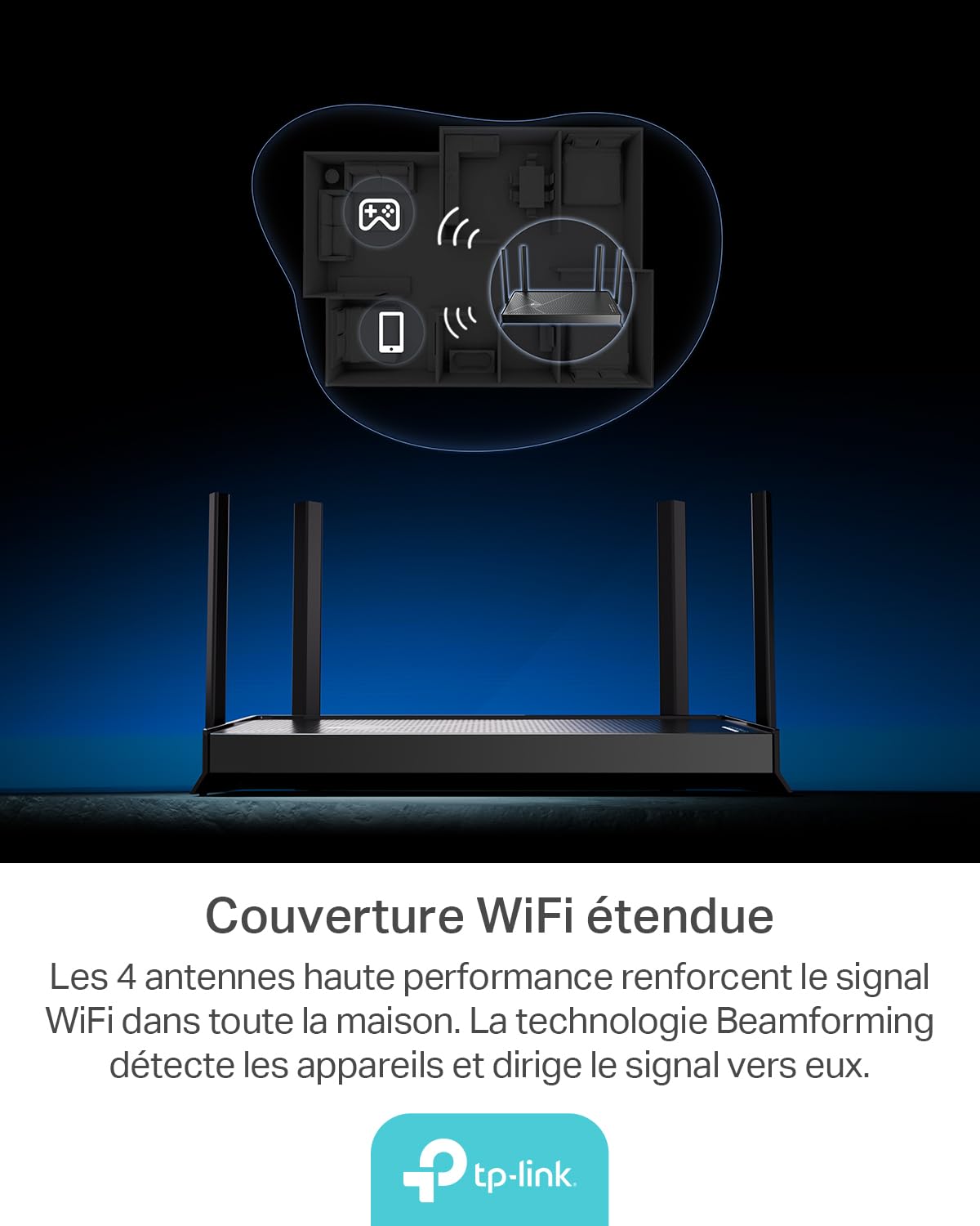 TP-Link Archer BE3600 Routeur WiFi 7, Vitesse jusquà 3,6 Gbit/s, bi-Bande, 2 Ports 2.5G, USB 3.0, 4 antennes à Haute Performance, EasyMesh, WPA3, Contrôle Parental, Antivirus intégré