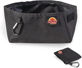 VANU CAMPERS® Faltbarer Outdoor Hundenapf für unterwegs, 3L, waschbar, mit Karabiner, kompakt faltbar & platzsparend, ideal für Camping & Reisen – Napf groß für alle Hundebesitzer , schwarz & robust product image