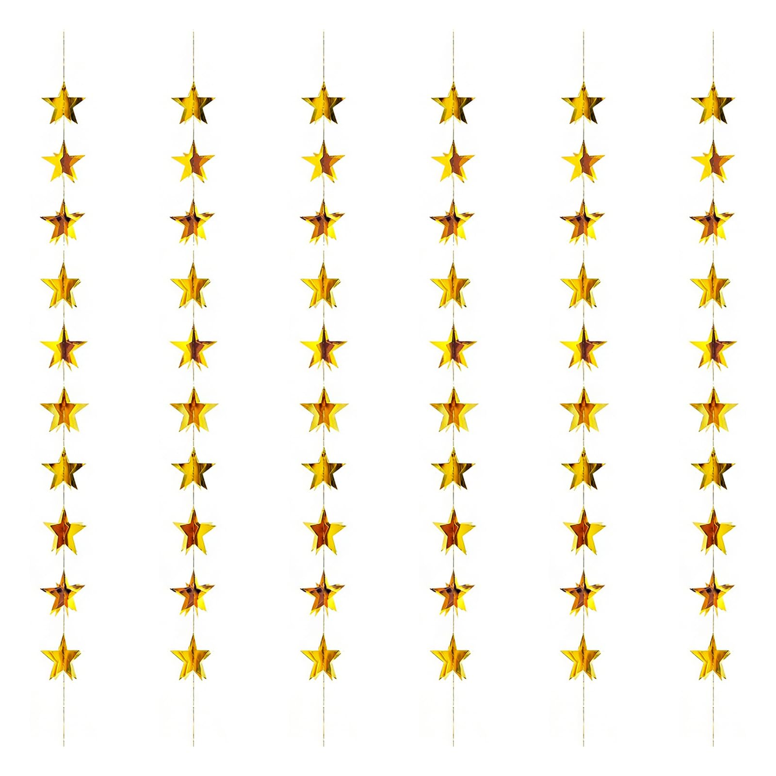 Nvoqilin Gold Shimmering 3D Star Garlands Decoration For Christmas Wedding Birthday Party Decoration Backdrop Accessories Parties Anniversaries Backdrop