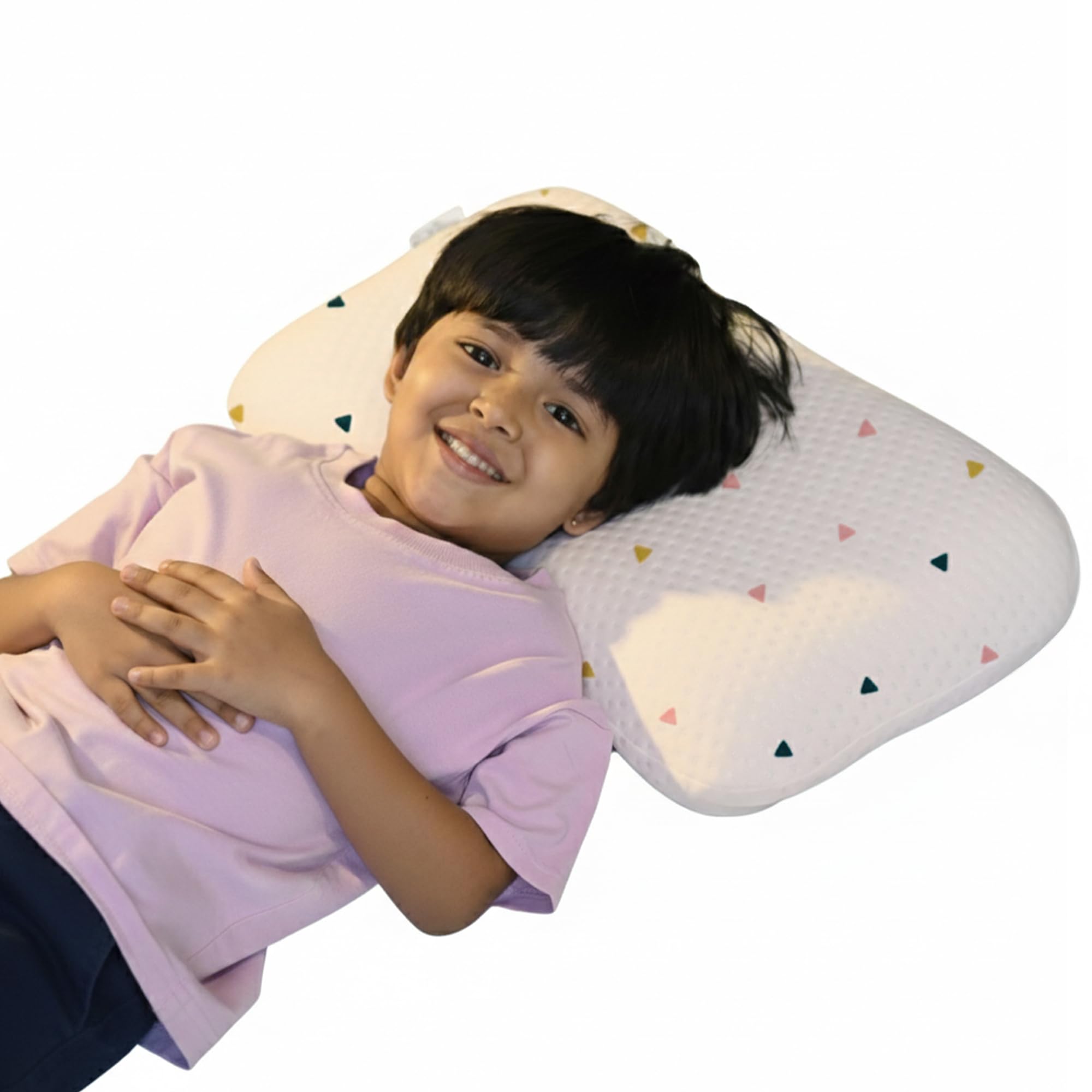 ADMIRAE Premium Memory Foam Baby & Toddler Pillow | Head,Neck & Back Support Cushion | Washable Removable Cover | Ideal for Sleeping,Reading & Resting | Age 2to9 Year | 20.5x11.5x2.5in, Tringle Print