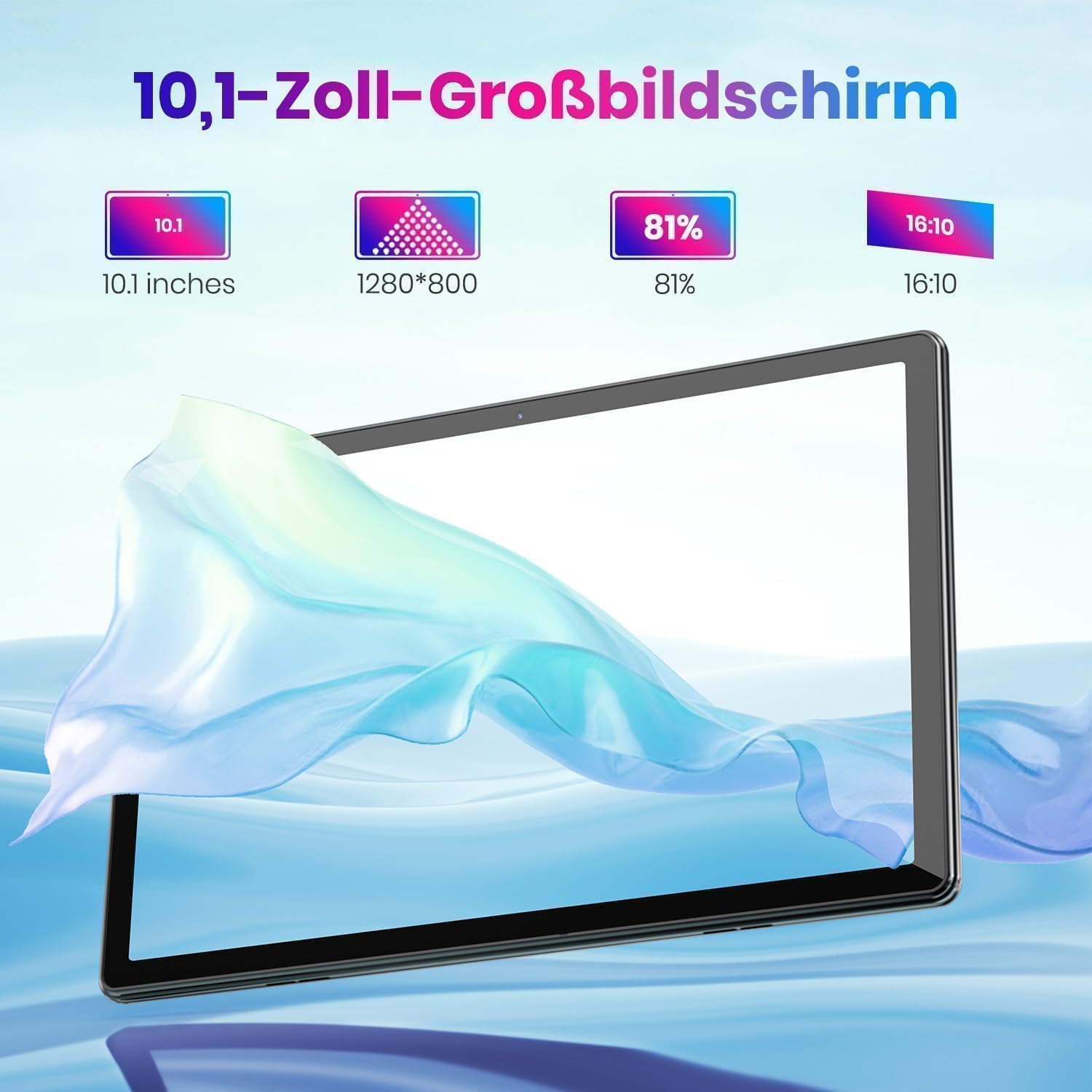 TPZ Tablet: Android 16 Tablet - 2026 Android 16 Neueste 10,1 Zoll 20GB + 64 GB +1TB Erweiterung, 6000 mAh Akku, Wi-Fi 6, 2 MP+8 MP Dual Kamera, WiFi6+BT5.4, Widevine L1, Typ-C, OMS,Grau