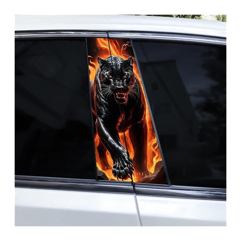 Body Parts 2pcs Fierce Animal Theme Car Center Pillar Decals Waterproof Door Pillar Stickers(E)