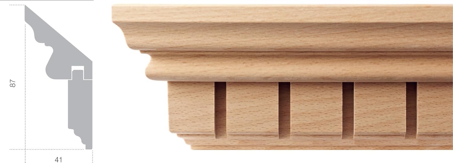 Gw869 European Dentil Crown Molding in Beech Wood from Italy-6 pcs with Total 47.5 ft and Each Piece is 95" Long