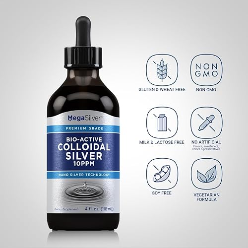 Miniatura 3 de Líquido de plata colodial  10 ppm  4 oz  Bioactivo  Tecnología Nano Silver  Vegetariano, sin OMG, sin gluten  por Piping Rock