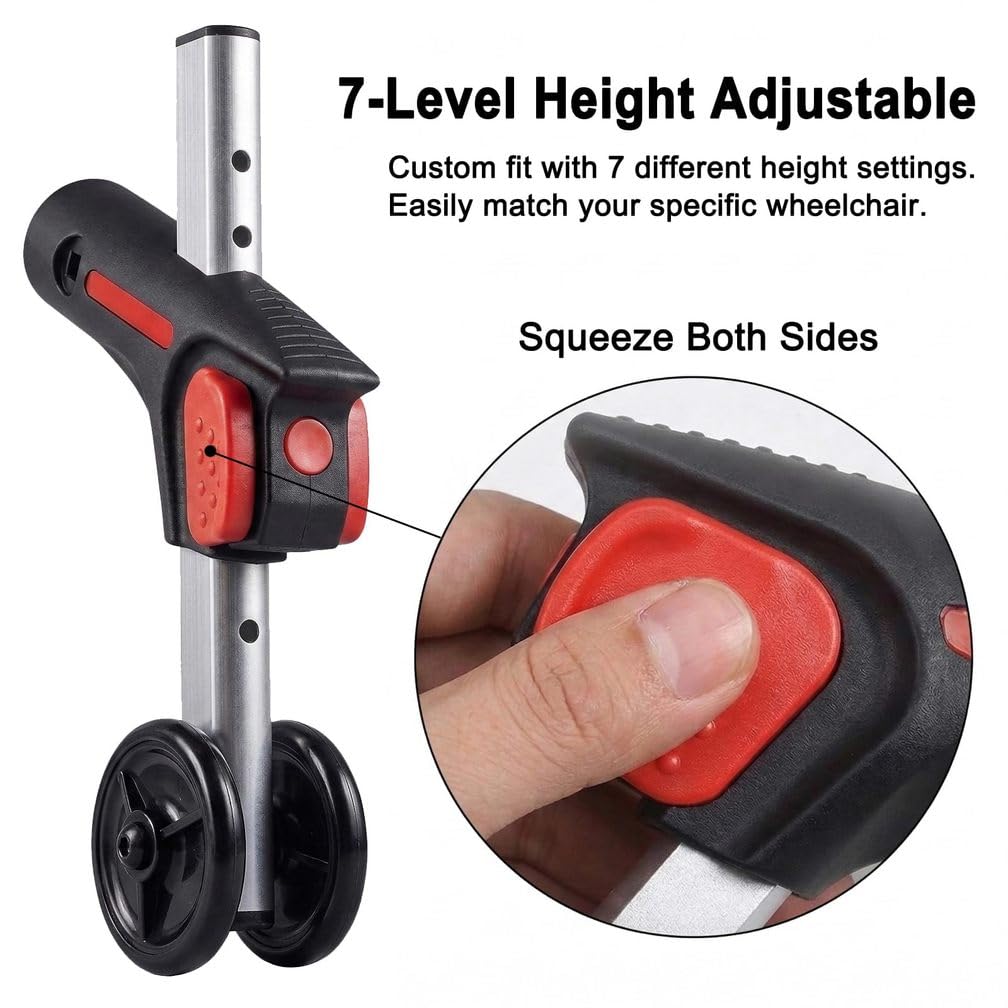 LDIW Dispositif de Basculement Arrière pour Fauteuil Roulant, Accessoire Stabilité Fauteuil Roulant 8 Speed Adjustable Height, Electric Accessories for Elderly and Disabled,22mm