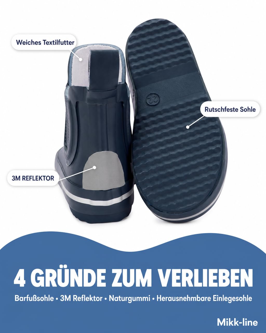 Mikk-line Stivali corti di gomma per bambini | Stivali di gomma a piedi nudi per bambini | Stivali da pioggia impermeabili per bambini | Stivali di gomma corti per bambini | Stivali da pioggia per