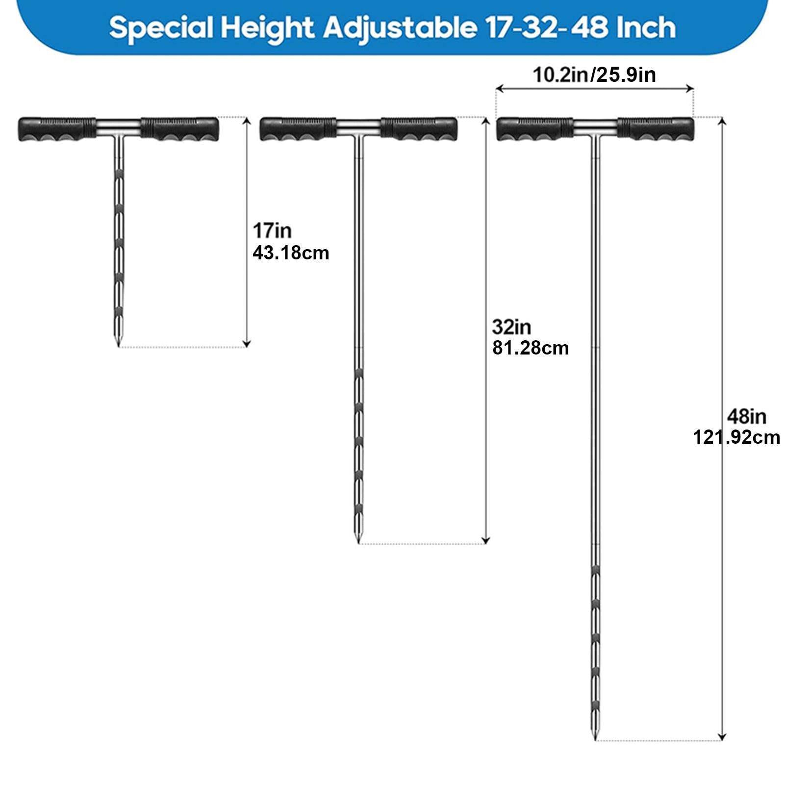 Bodenprobensonde | Edelstahl-Bodensondenstab mit T-Griff, inklusive Handschuhen | Gartenerd-Testset, Bodenkern-Probenahmewerkzeug, 43,2-81,3-121,9 cm Länge verstellbar