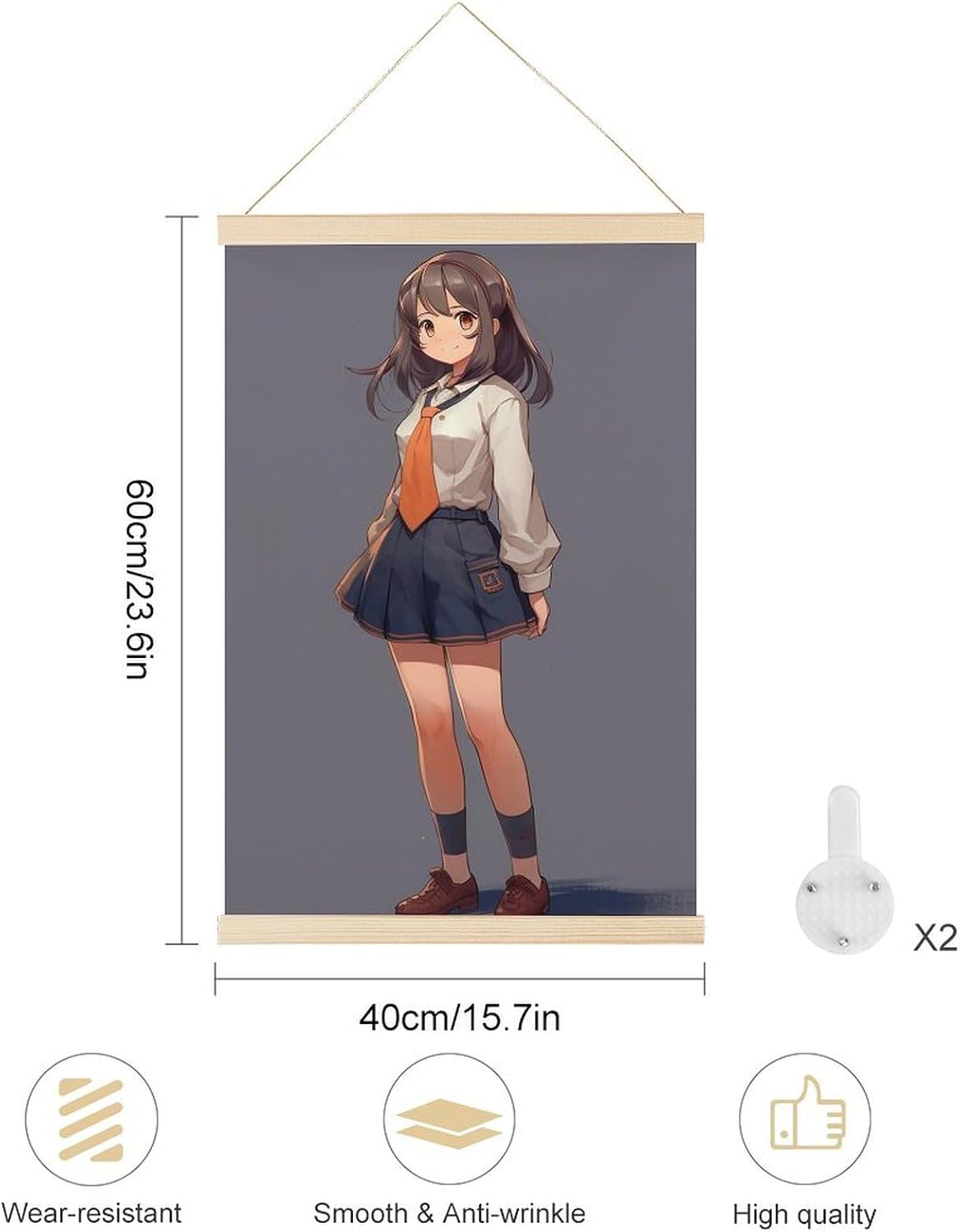 Anime Woman in Skirt Magnetic Poster Hanger Wooden Picture Frames Poster Hanger Vintage Posters Canvas Wall Art Magnetic Poster Hanger Frame Magnetic Frames for Wall 40 * 60（cm） image 2