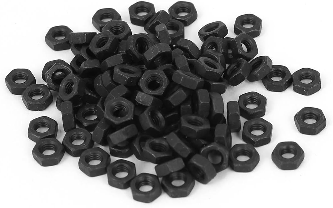 uxcell a16033100ux0563 M3 Carbon Steel Grade 8 Hexagon Hex Nut Black Carbon Steel (Pack of 100)