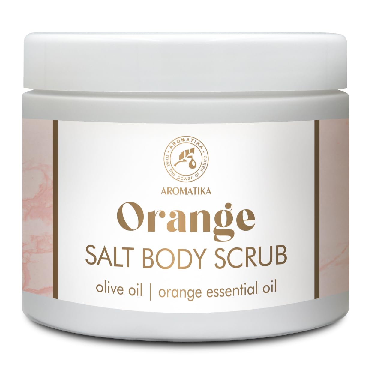 Orange Body Scrub 500 g, Salt Body Scrub, Body Scrub with Olive Oil & Orange Essential Oil, Citrus Aroma, Body Moisturizer