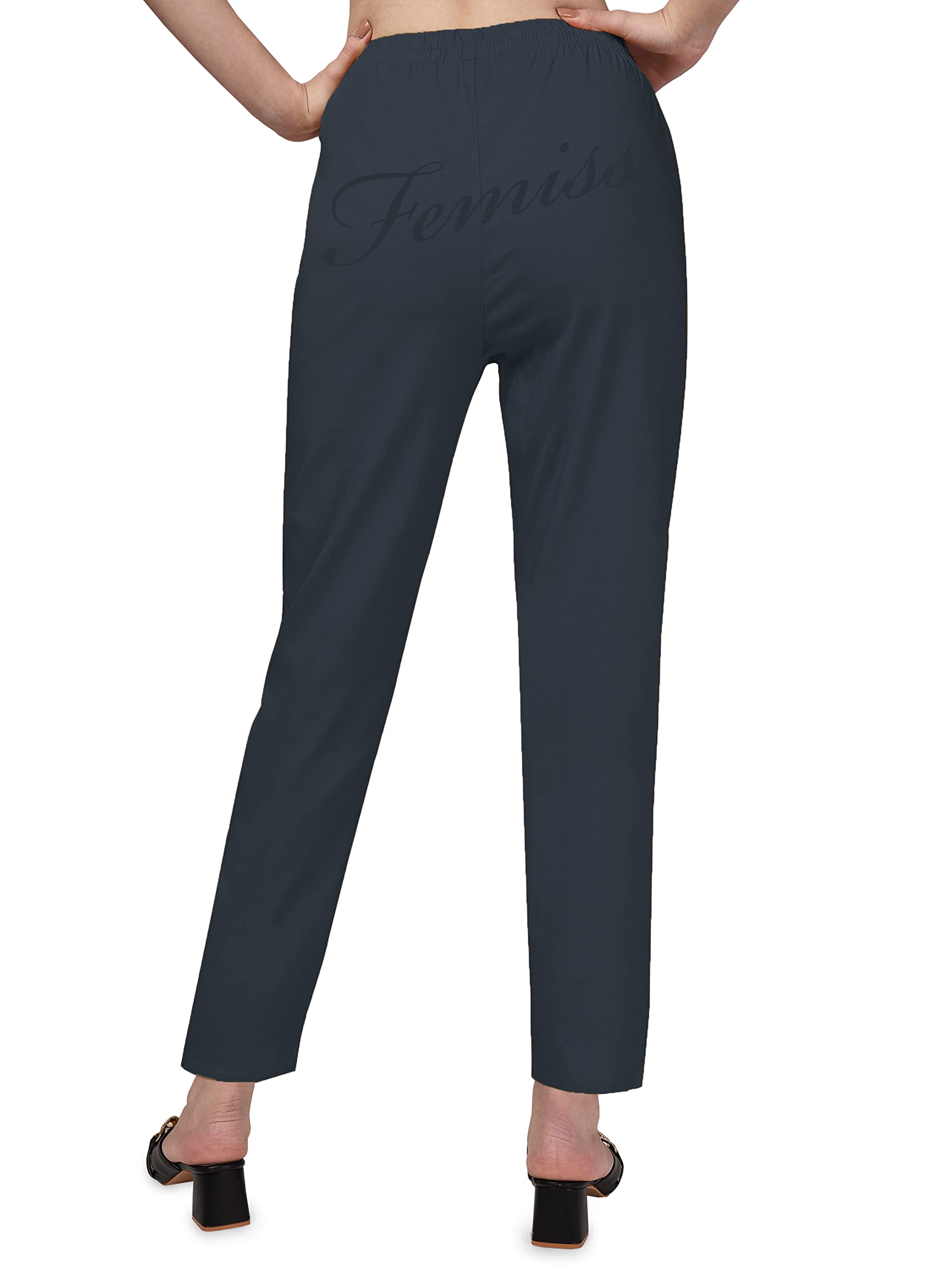 femiss Pantalon élastique taille haute pour femme, coupe décontractée, décontracté, doux, extensible et léger