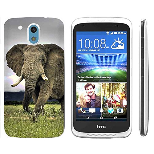 [NakedShield] Compatible for HTC Desire 526 [Clear] Ultra Slim TPU Phone Case Cover [Elephant Print]