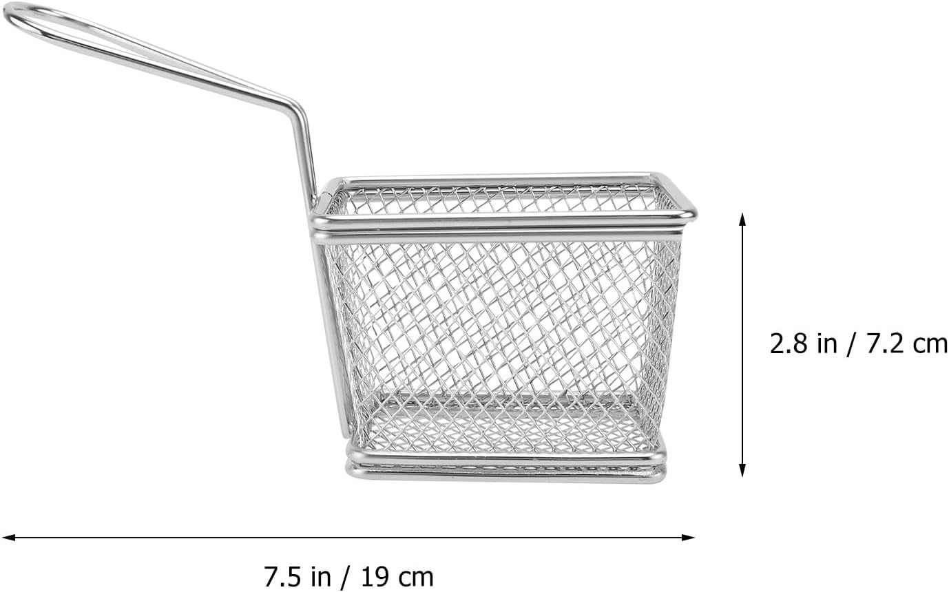Zerodeko Silver Diamond Pattern Fryer Basket for Deep Fryer Multipurpose Snack and Potato Chips Basket for Home and Commercial Kitchen Use image 2