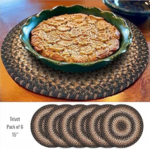 Homespice - Kilimanjaro Black & Gold Round Placemats, Premium Primitive Placemats to Use as Round Woven Placemats - Absorbs Spills, Easy to Clean - Thick Dining Table Placemats Set of 6, 15 Inches Homespice Kilimanjaro Black Gold Round Placemats Premium Primitive Placemats to Use as Round Woven Placemats Absorbs Spills Easy to Clean Thick Dining Table Placemats Set of 6 15 Inches