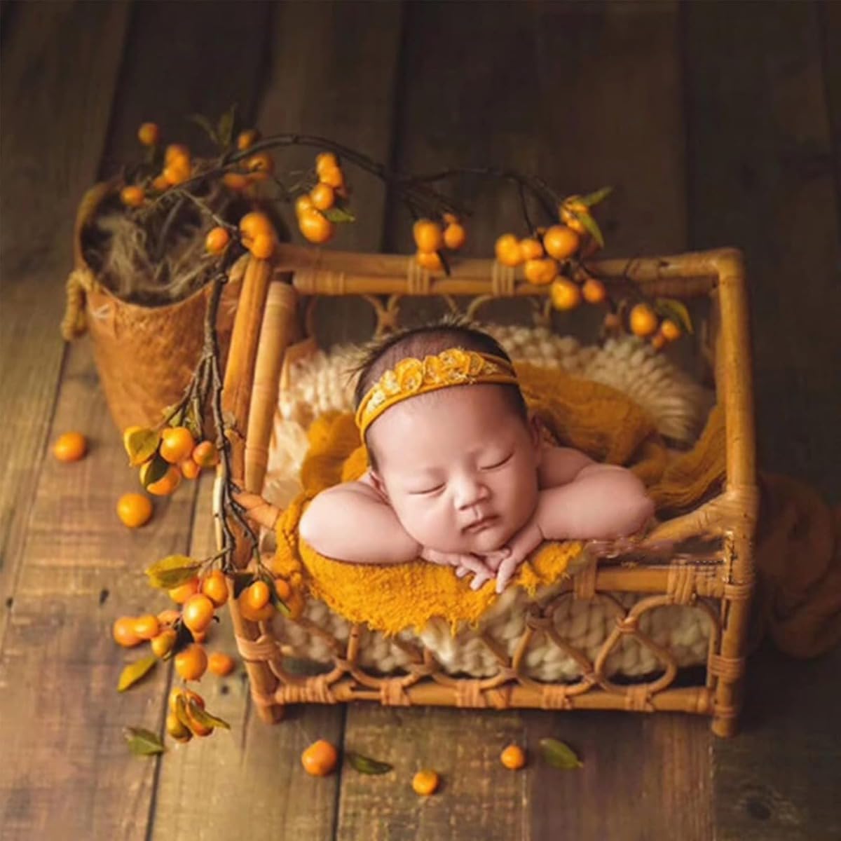 ニューボーンフォト、新生児 ベビーバスケット おくるみ、小道具、籐かご、赤ちゃん、出産祝い、写真撮影、年齢写真、写真撮影用小物、バス