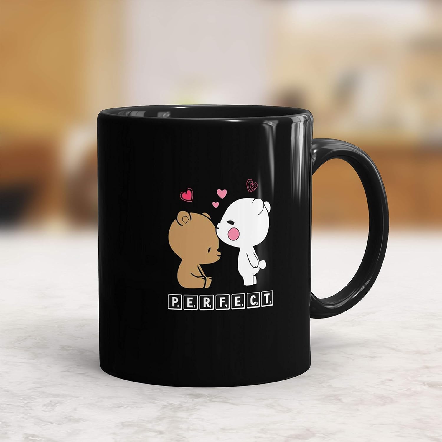 Gift Arcadia Ceramic Perfect Pair Coffee Mugs | Gift for Couple | Best Wedding Gift | Couple Gifts for Wedding| Gifts for Women | Set of 2 Microwave and Dishwasher Safe Coffee Mug | Black (A220) 2