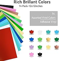 Vista 2 de Lya Vinyl - Paquete de 14 hojas de vinilo permanente brillante - Hojas de vinilo autoadhesivo para máquina de corte, hojas permanentes