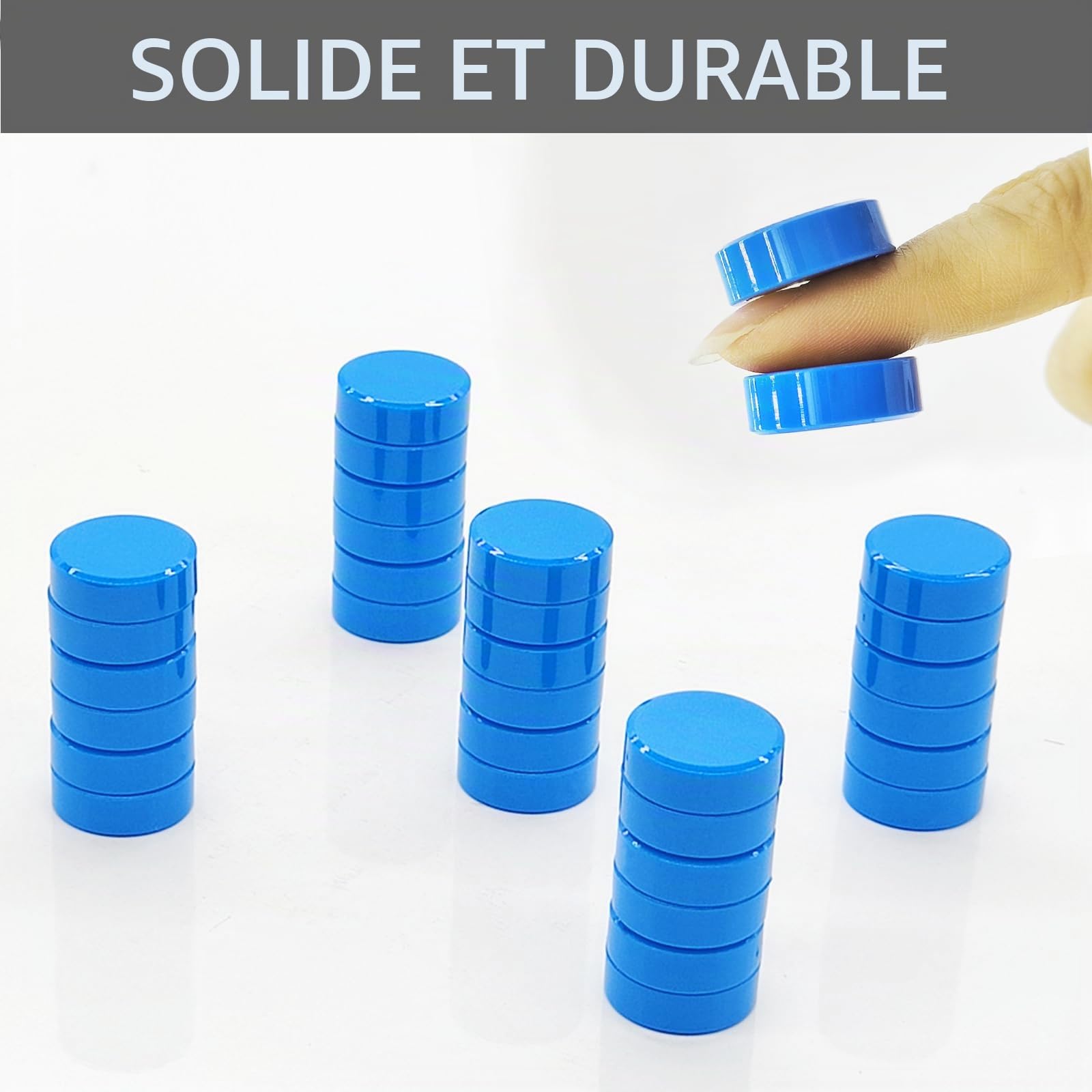80PCS Aimant Frigo Puissant, Tableau Magnétique Plat, Mini Rond Magnets pour L'école, Bureau (Bleue)