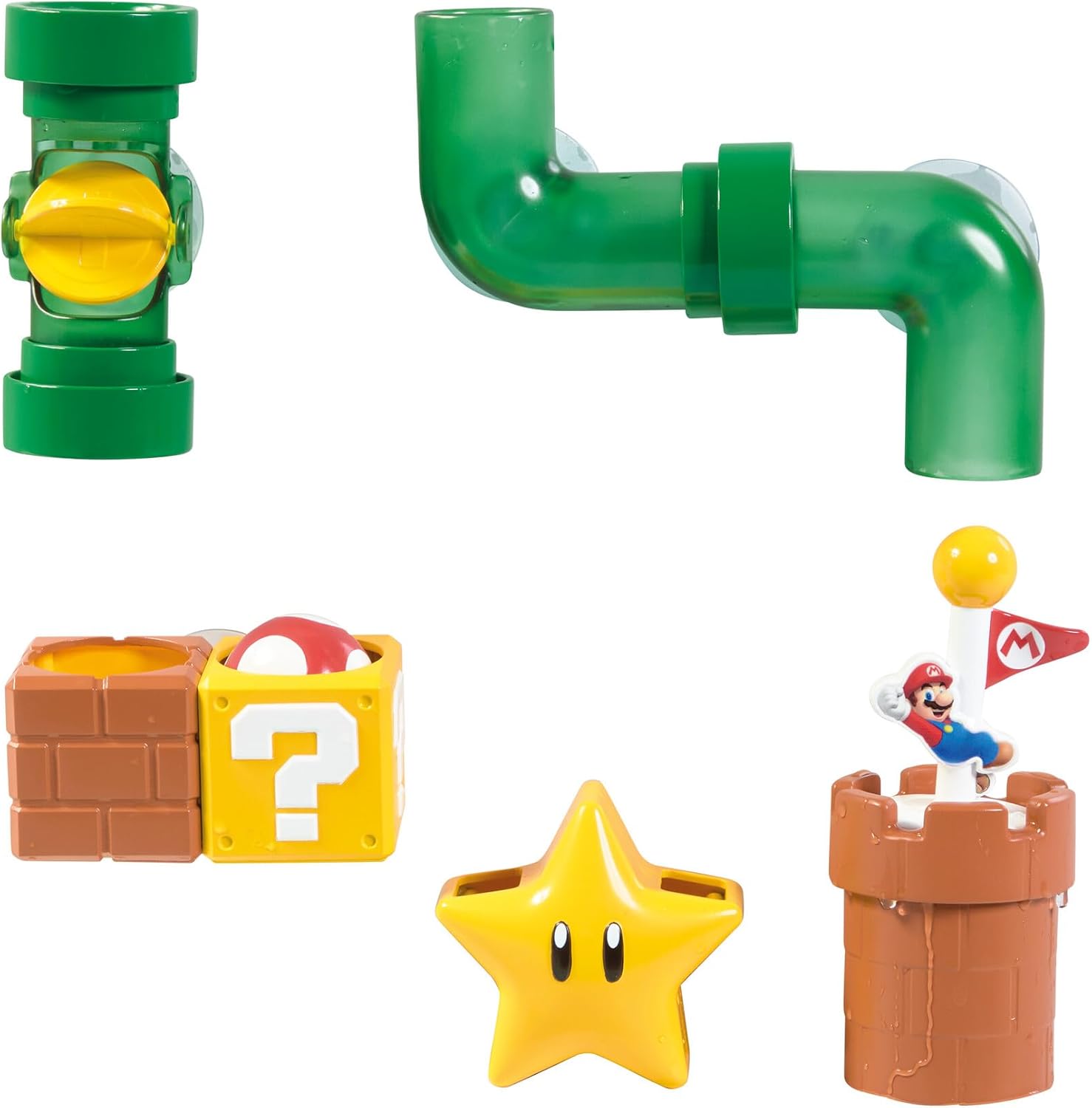My Mario Pipes Playset by TOMY Toomies - Pouring Toddler Water Toys for Bath or Pool with Suction Cups - Officially Licensed Mario Toys - Ages 2 Years and Up