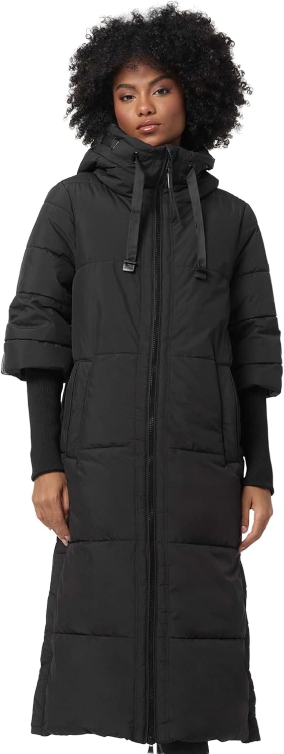 Navahoo Gewatteerde winterjas voor dames, gewatteerde winterjas, lang, warm, capuchon, B988, Dark-Olive, XL Navahoo Gewatteerde winterjas voor dames, gewatteerde winterjas, lang, warm, capuchon, B988, Dark-Olive, XL