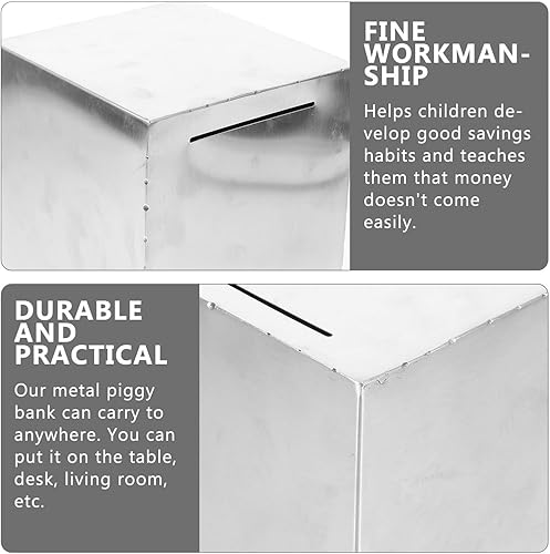 Miniatura 9 de NOLITOY Alcancias de acero inoxidable para adultos, 3 unidades, tarro de ahorro de metal, hucha para ahorro de dinero, para niños, 3 uds