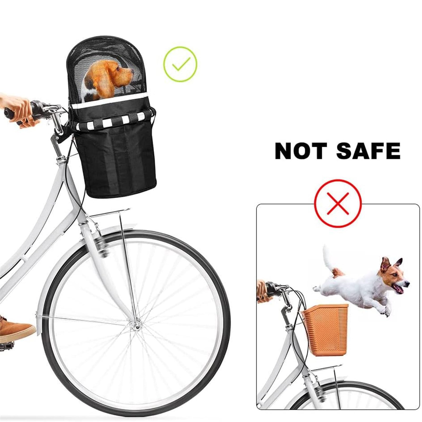 Copertura protettiva per cestino da bicicletta per animali domestici, con visibilità notturna e funzione di piegatura rapida, accessorio per cani