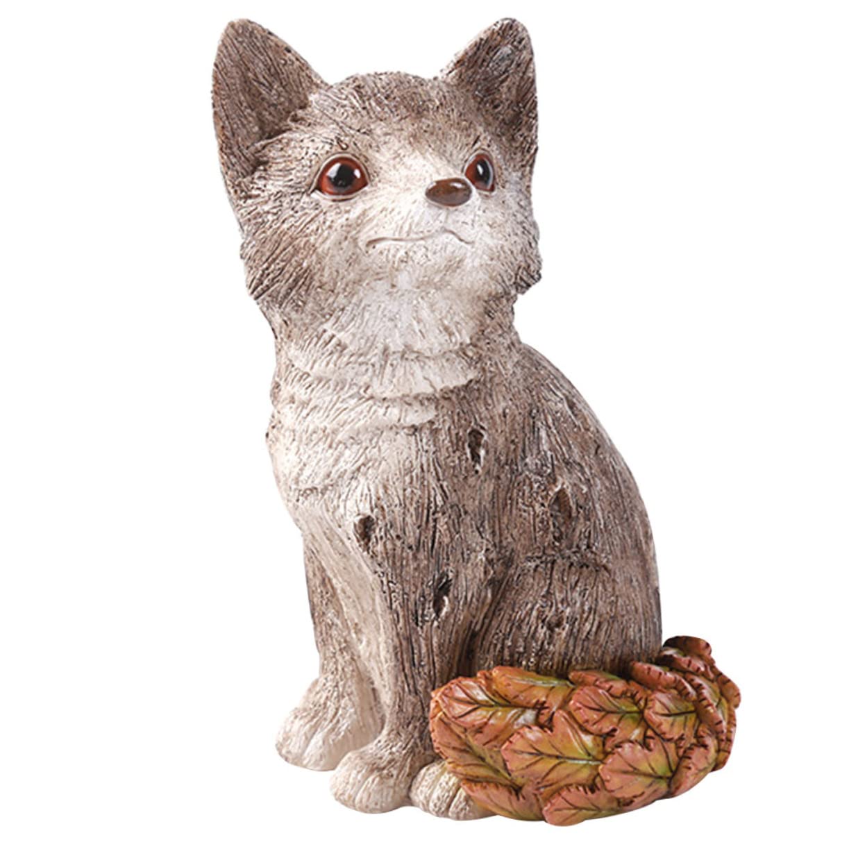 Statue de renard en résine faite main au design coloré délicat
