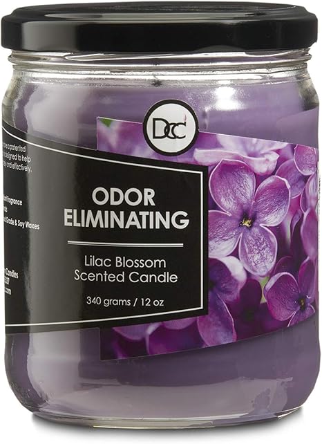 Amazon Com Lilac Blossom Candle Odor Eliminating Highly Fragranced Candle Eliminates 95 Of Pet Smoke Food And Other Smells Quickly Up To 80 Hour Burn Time 12 Ounce Premium Soy Blend Home Kitchen