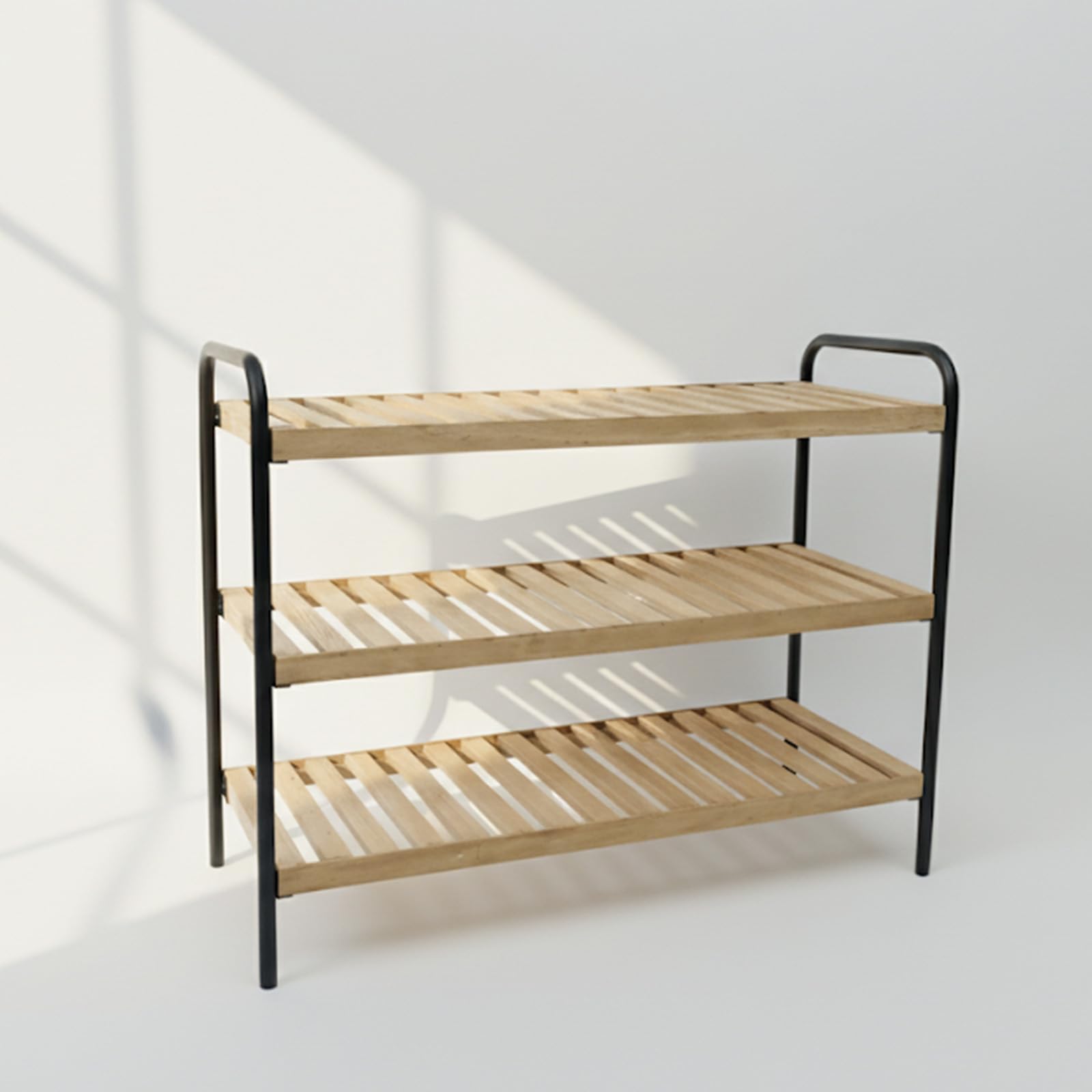 XZ-23244 Zapatero de 3 Niveles de Madera y Metal – Estante Organizador para Zapatos, Diseño Industrial, 70.5×28×56.6 cm – Ideal para Entrada, Dormitorio o Baño