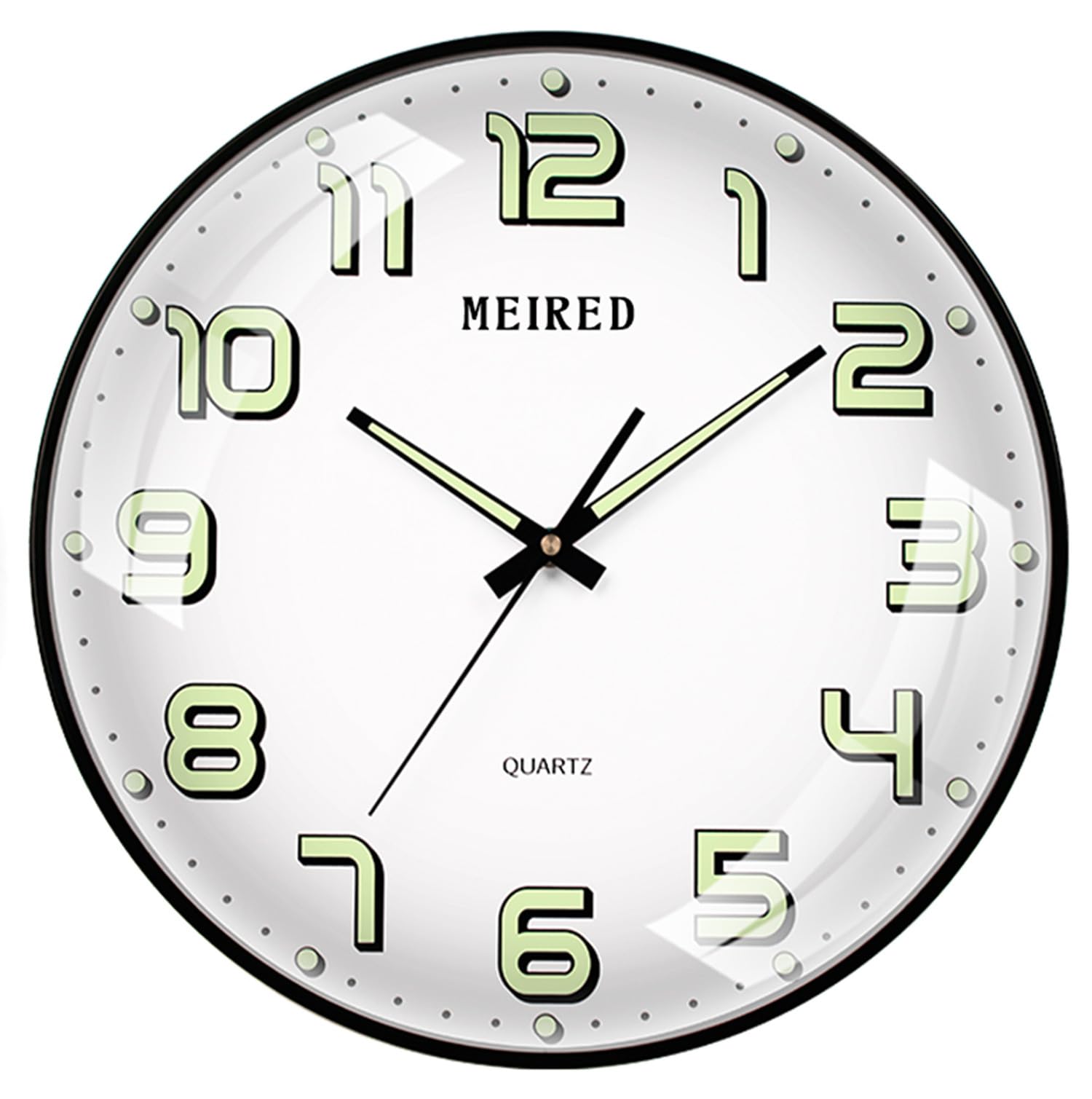 MEIRED 14 Inch Night Light Wall Clock, Silent Non Ticking Battery Operated Clock Glow in The Dark, Large Digital Display Lighted Up Wall Clock for Bedroom Living Room/Kitchen, White