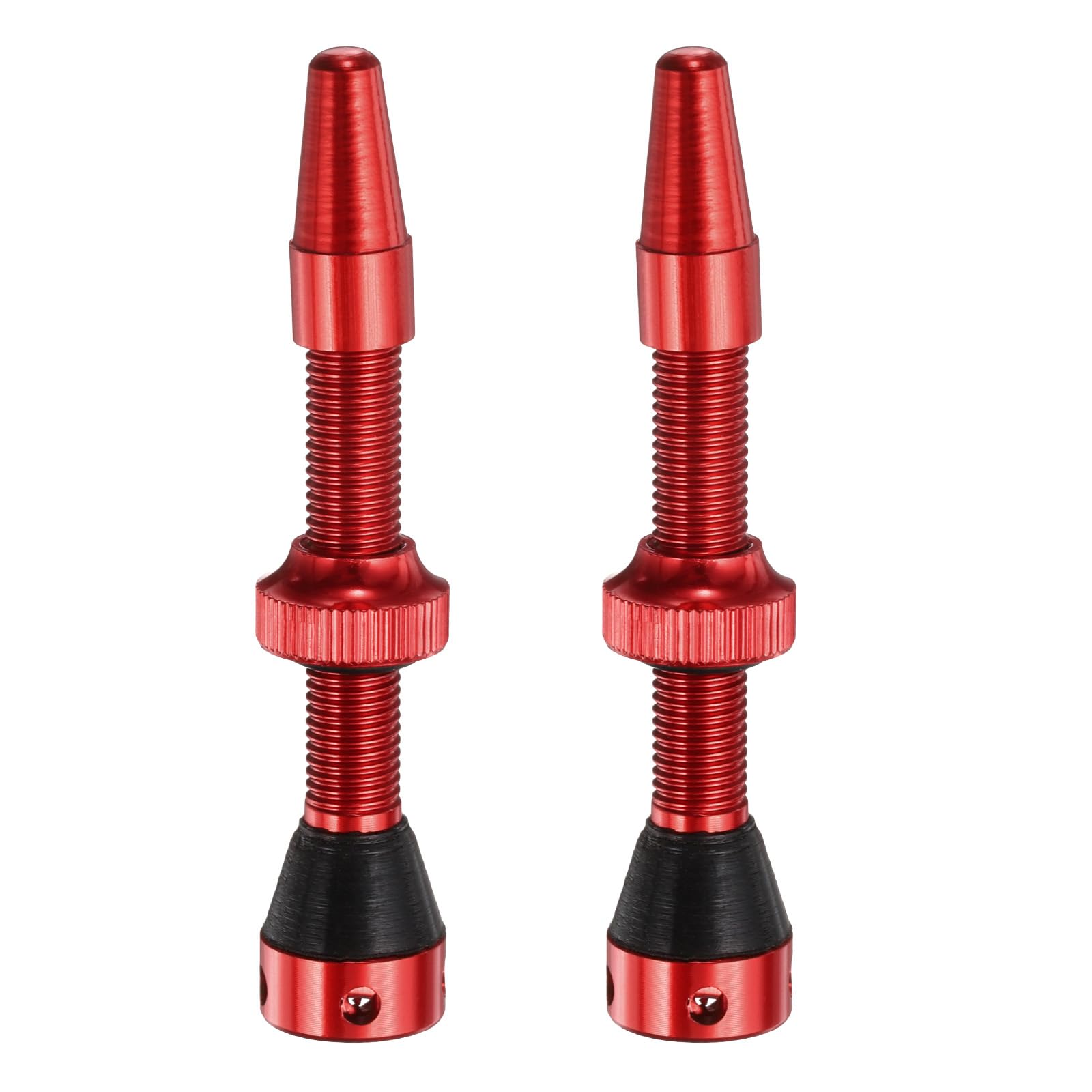 sourcing map 2pcs Tubeless Valve Stems 44mm Aluminum Alloy Tubeless Valve Super Light No Leak Durable with 4 Hole and Caps Fit Most Bicycle Tubeless Rims, Red