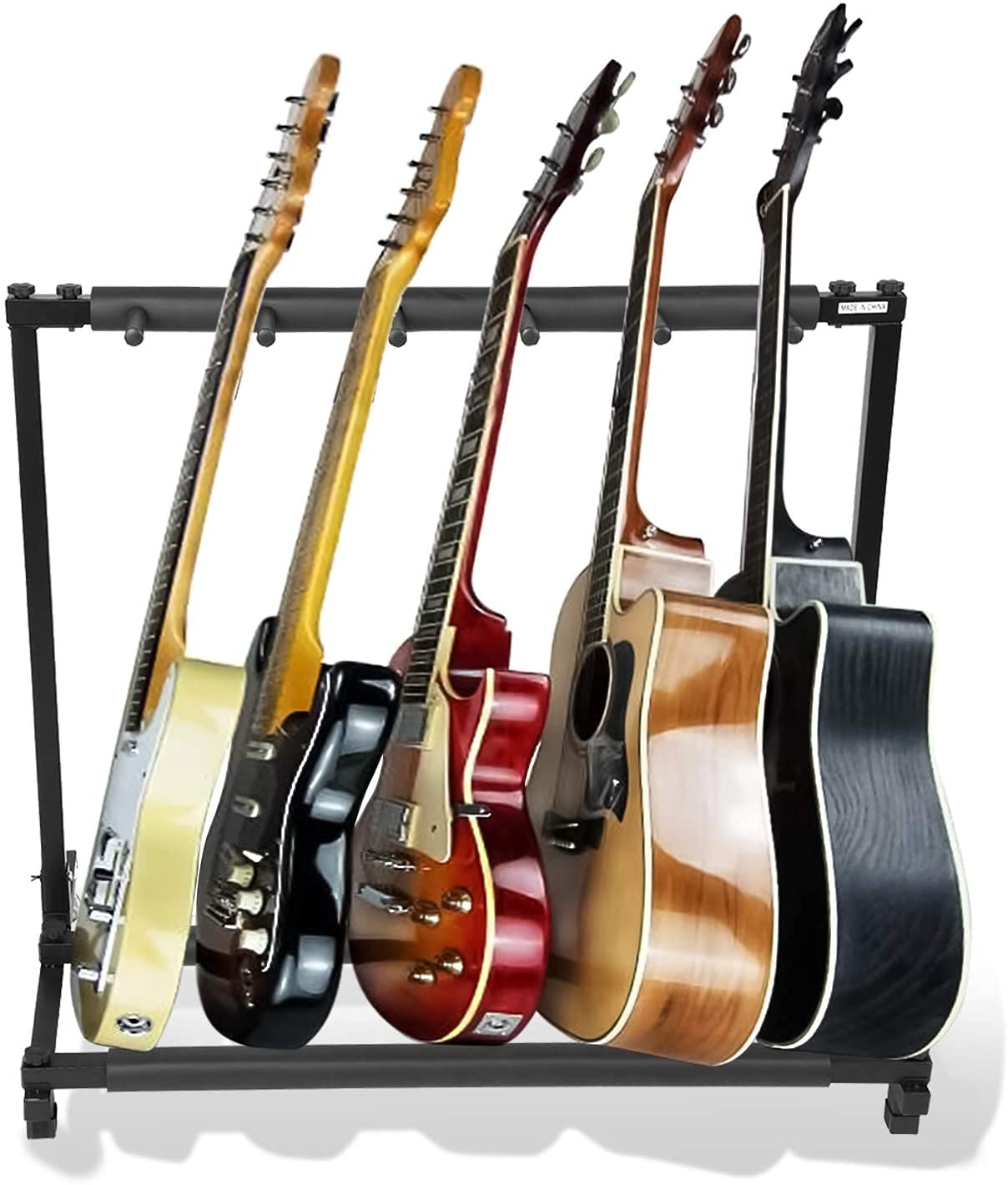 Multi-Gitarrenständer, 5-Fach Gitarrenständer, Gitarrenstaender Mehrfach für Akustikgitarre, Westerngitarre E-Gitarren, Abstand 12 cm