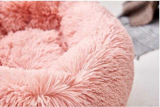 Foto 3 de 5 de Ulalaza Donut Cat Bed Plush Cat Cushion Pet Bed Auto Warming Interior Round Pillow Cuddler