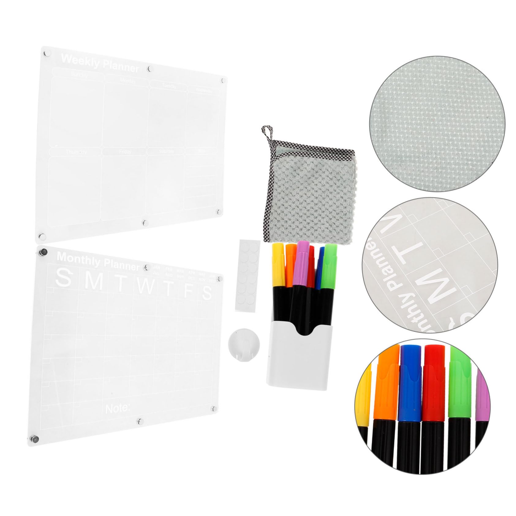 Alipis Calendrier Magnétique Effaçable à Sec Mensuel et Hebdomadaire Tableau Transparent pour Réfrigérateur et Surfaces Métalliques