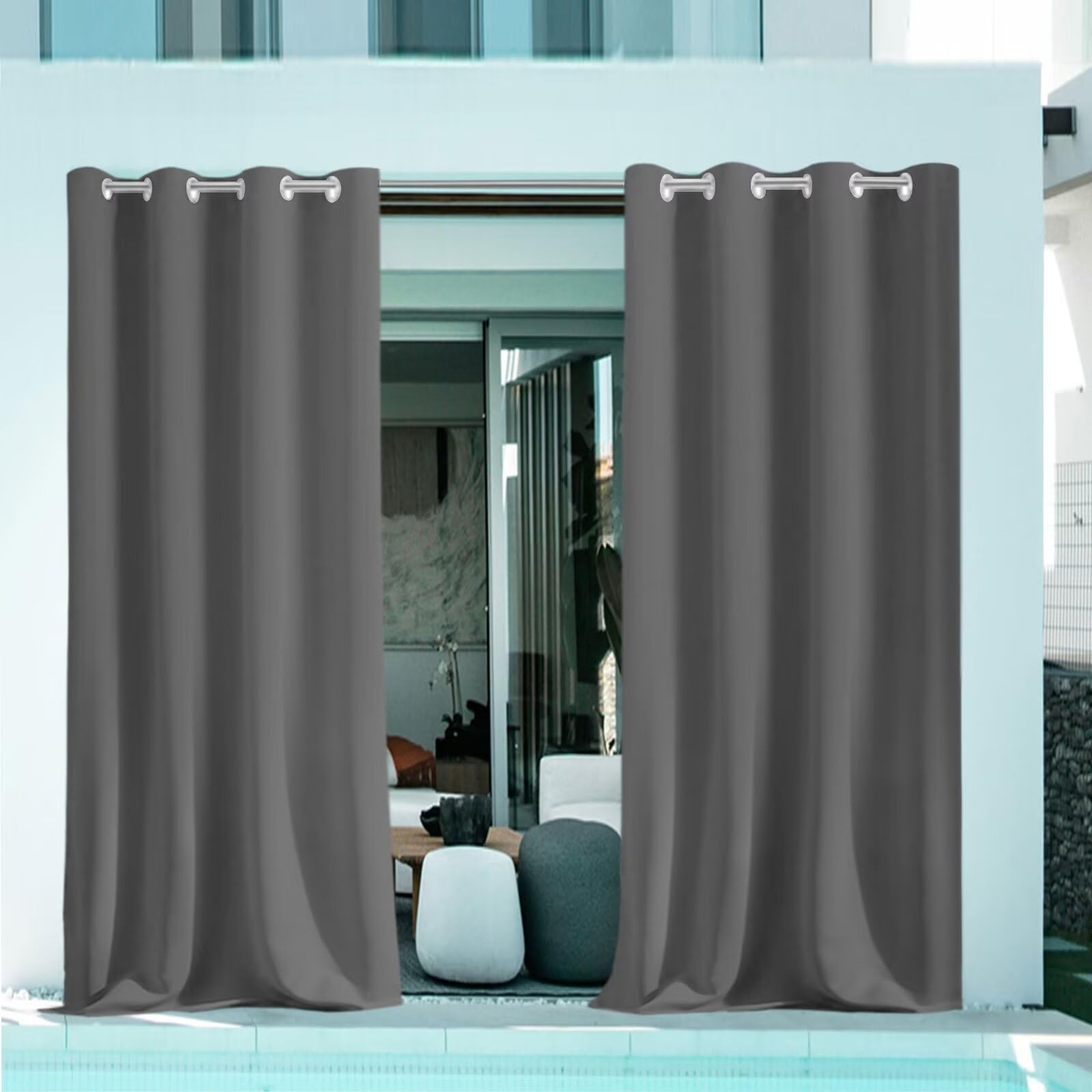 Tende per Esterno 80x80cm Impermeabili Antivento Protezione Solare Termiche UV-Anti Tende per Esterni Per Giardino Porta Veranda Terrazza Patio Grigio Scuro