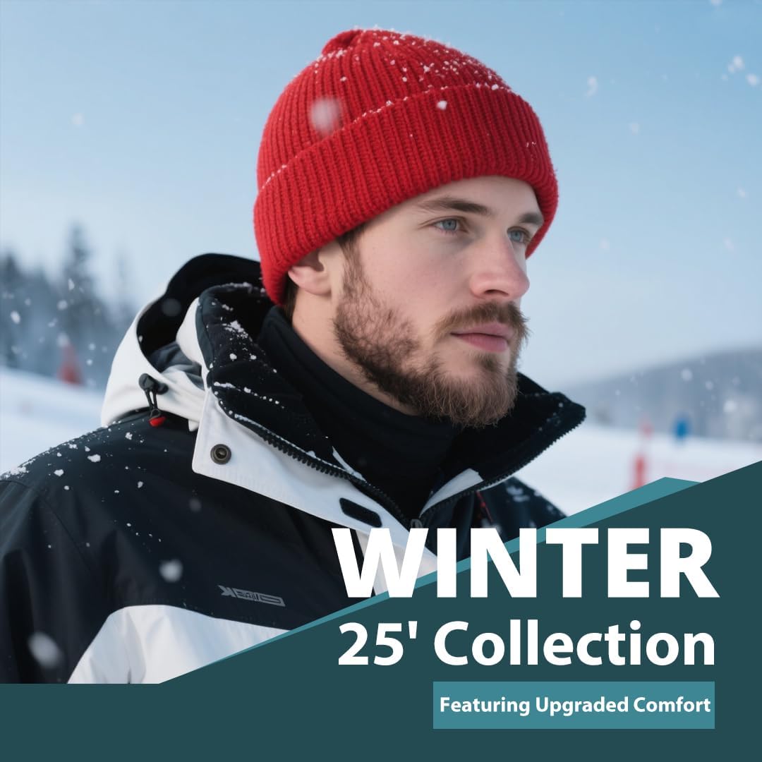 Seamless Beanie Hat for Men Women, Wool Fisherman Beanies, Unisex Cuffed Knit Warm Winter Hats Skull Cap Ski Caps - Image 6