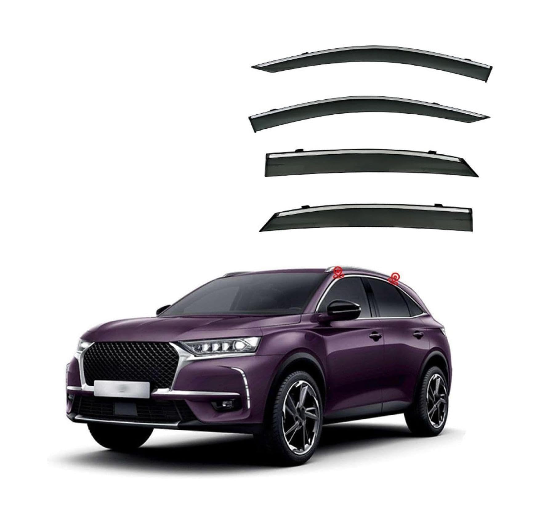 QILING Owiewki szyb bocznych do Citroena DS7 MK1 2018-2023 2024 2025 Osłony przeciwdeszczowe, osłony okienne, osłony przeciwdeszczowe, osłony przeciwdeszczowe na okna, osłony przeciwdeszczowe