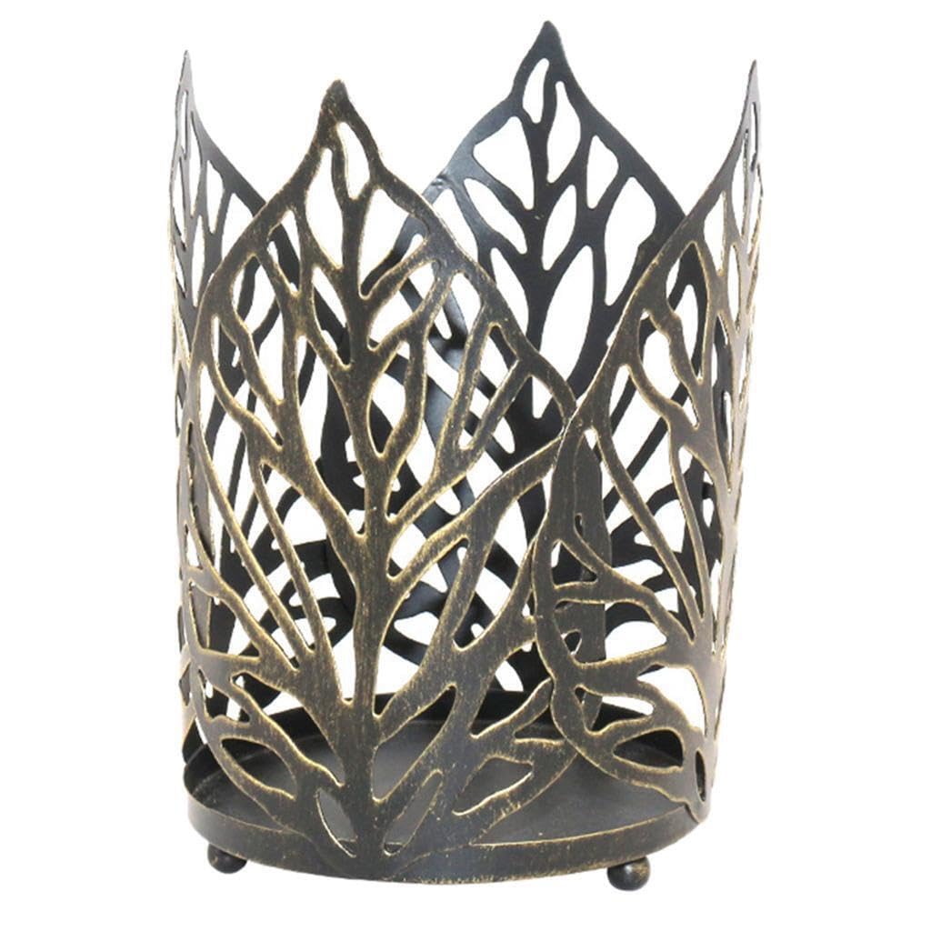 ALCXAZS Ornate Candle Holder Lantern 5x15cm Tealight Stand Centerpiece Vintage Pillar, Black, 15x11.5cm