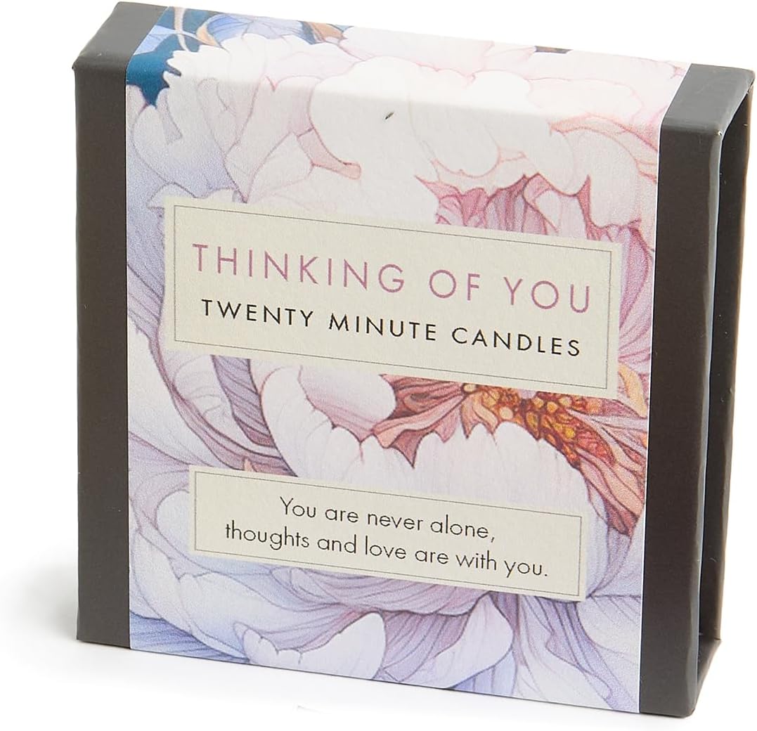 Signature Collection - Thinking of You Candle Set (Floral) by Cotton & Grey - 12 Pure Beeswax Twenty Minute Candles with Ceramic Holder for Sympathy Gift, Relaxation and Mindfulness