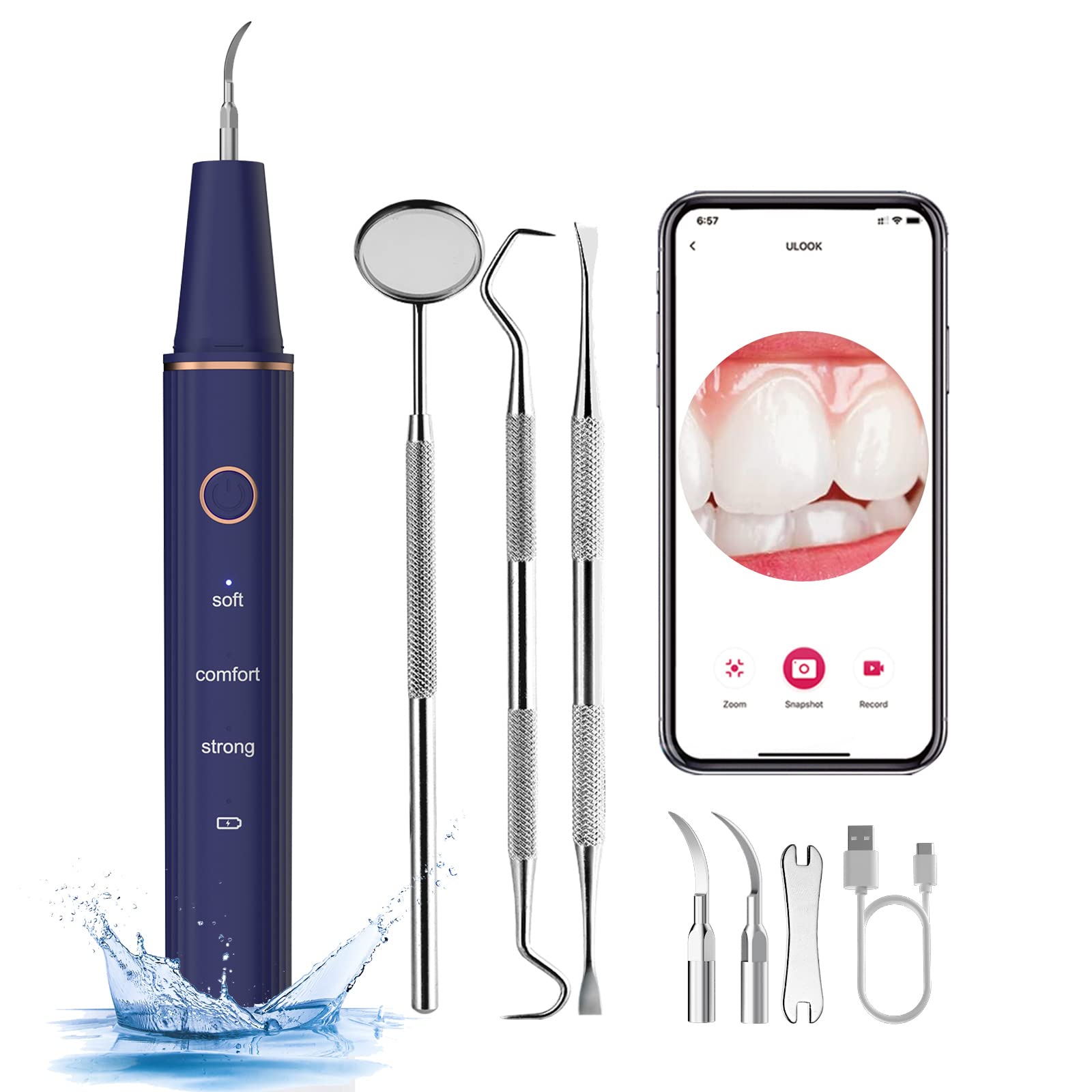 Plaque Remover for Teeth with Camera- Tartar Remover for Teeth, Teeth Cleaning Kit with 3 cleaning heads