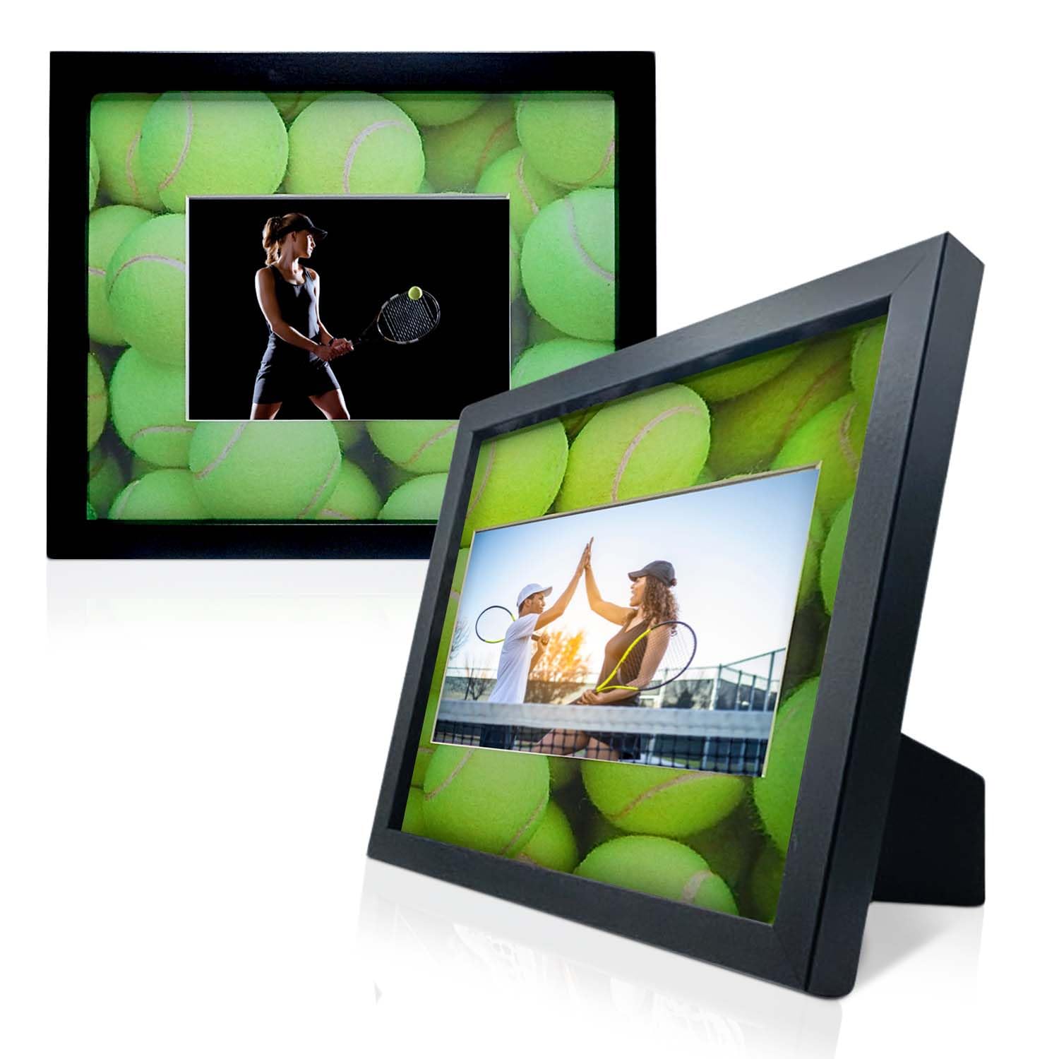 iFrame Commemorative Sports Athletics Picture Frames I Fits 5x7 Photograph I Real Wood Black Finish I Desktop, Table Or Wall Mount I Shatterproof Plexiglass I Made In USA I Tennis