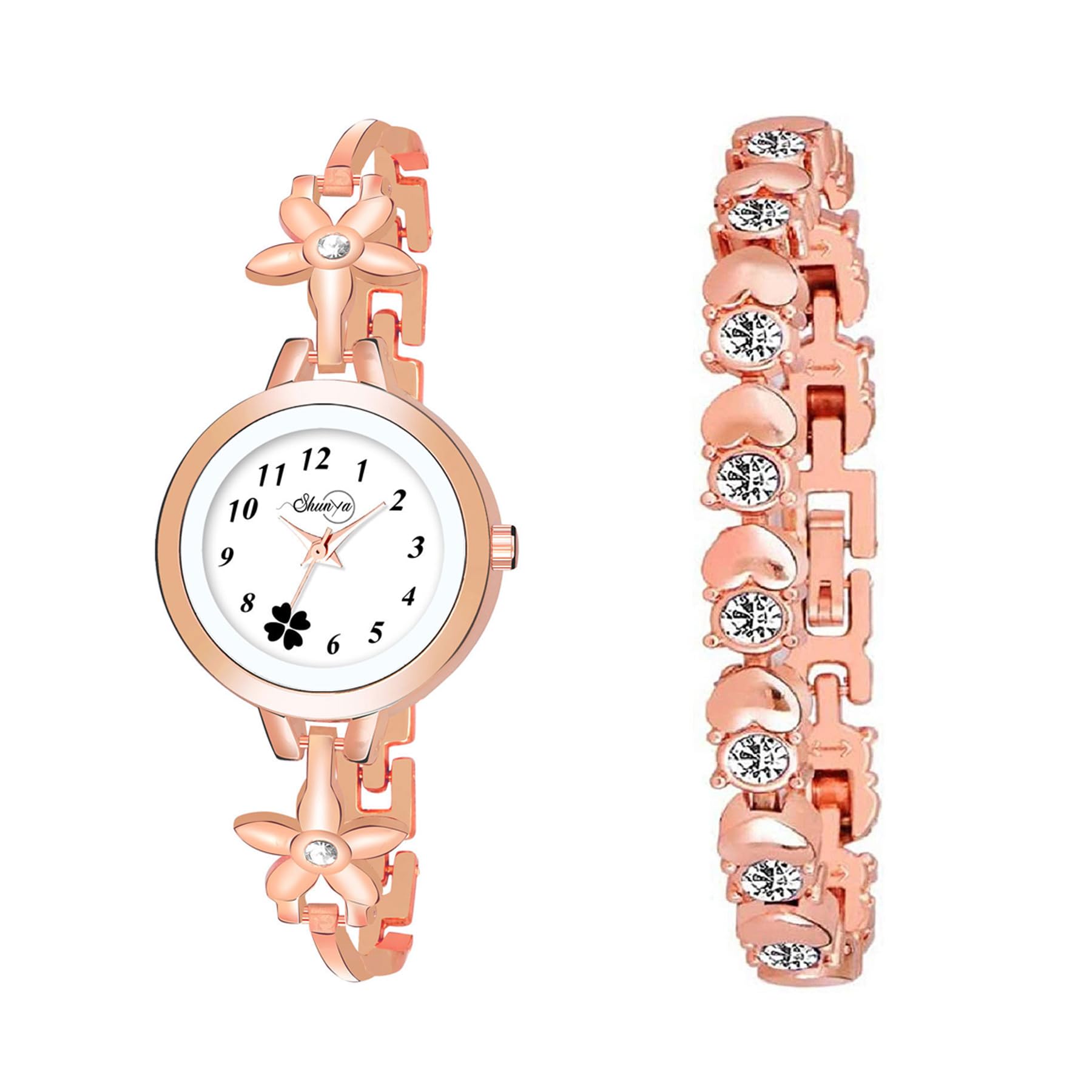 SATNAM ART Womens Stainless Steel Bezel Claspy Buckle Stainless Steel Case Analogue Watch with Stone Bracelet Pack of 2 (S-C-1007_Coper) (B0CCL9MMNP) Amazon Price History, Amazon Price Tracker