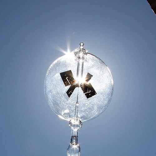 Miniatura 3 de Solar Power Crookes Radiómetro Luz solar Energía 4 cuchillas Molino de viento giratorio de vidrio (8.1 x 3.5 x 3.1 pulgadas)
