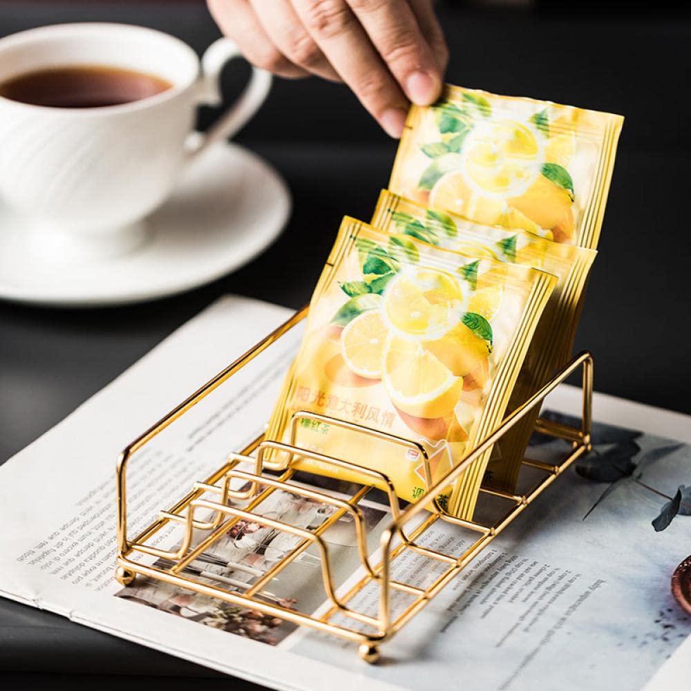 Sizikato Gold Metal Sugar Packet Holder Tea Bag Holder, 5.5 Inches